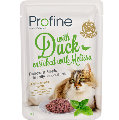 Profine Adult Cat Pouch Fillets In Jelly met Eend - Natvoer voor Katten - 24 x 85g