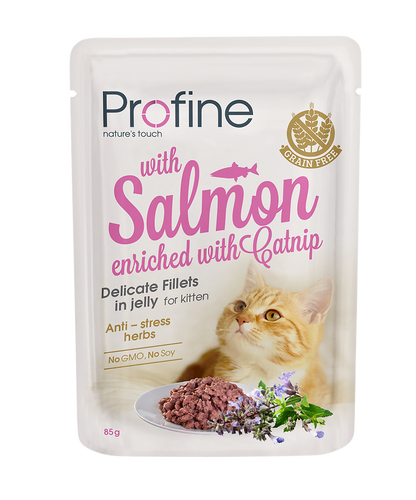 Profine Kitten Pouch Fillets In Jelly met Zalm 85 gram - Natvoer voor Kittens 24 x 85g