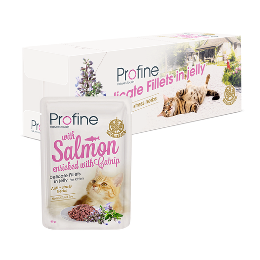 Profine Kitten Pouch Fillets In Jelly met Zalm 85 gram - Natvoer voor Kittens 24 x 85g